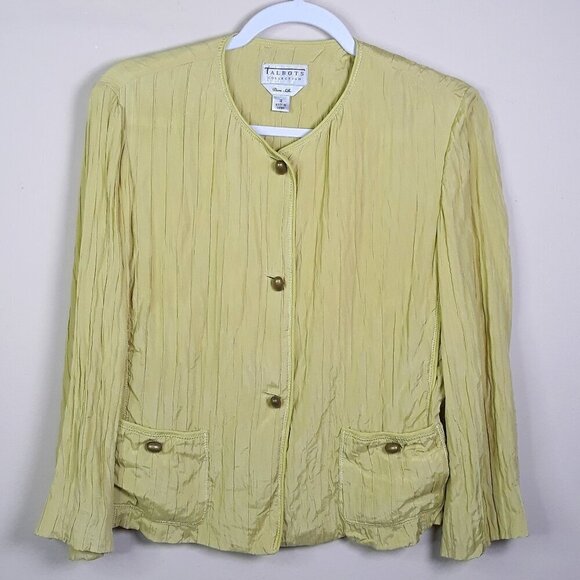 Talbots Collection Pure Silk Blazer Cropped Jacket 12 Office Closet Staple - Picture 1 of 9